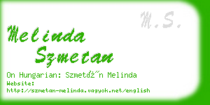 melinda szmetan business card